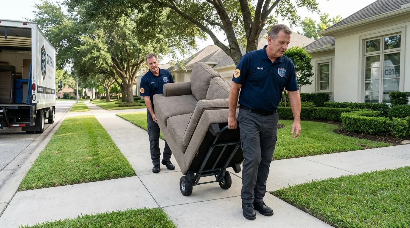 Local residential moving crew loading furniture in Lake Geneva, WI